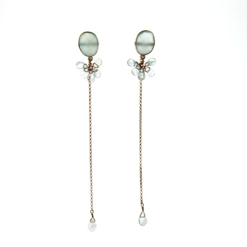 Orecchini lunghi Aquamarina Argento cod 357