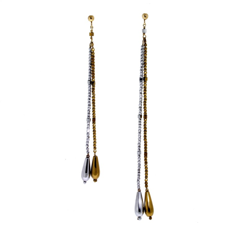 Orecchini lunghi Ematite Argento cod 334