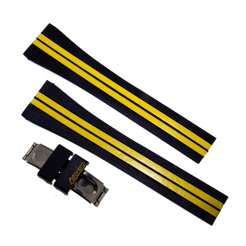 Vetta Cinturino in Caucciù nero e giallo Astorera 20/14 mm