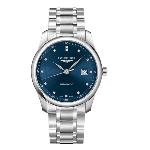 LONGINES MASTER COLLECTION L2.793.4.97.6  misura 40 x 9,5 mm Automatico Acciaio Quadrante Blu con Diamanti