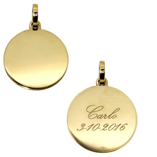 Medaglia Rotonda Lucida per Incisione  misura diametro 20 mm Oro 18 kt 3,6 gr