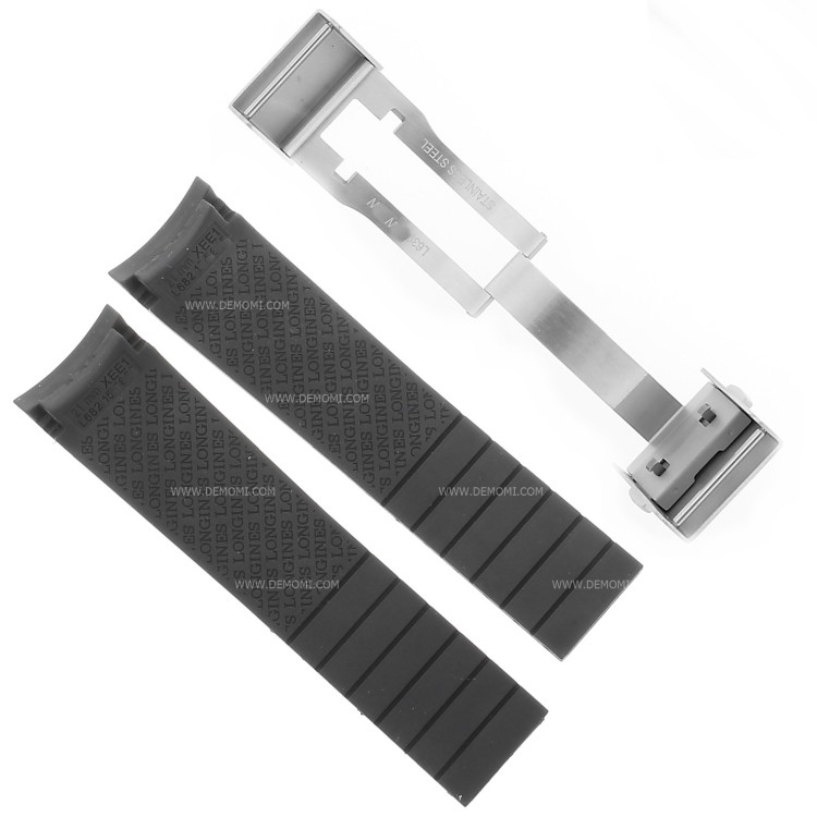 Longines Cinturino Caucciù Nero 21/19 mm FDA Hydroconquest Ceramic L3.783.4 Cronografo. Compresa chiusura dedicata