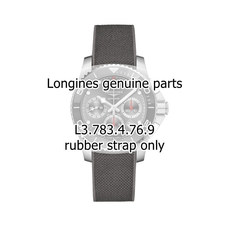 Longines Cinturino Caucciù Grigio 21/19 mm FDA Hydroconquest Ceramic L3.783.4 Cronografo. Compresa chiusura dedicata