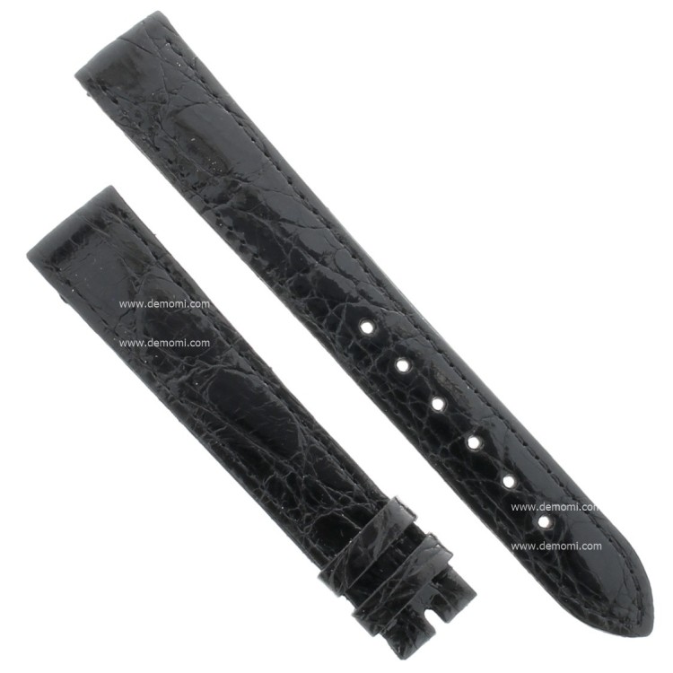 Zenith Cinturino Coccodrillo Nero 16/14 mm cucito piatto spessore 2,5/3 mm lunghezza 80/115 mm