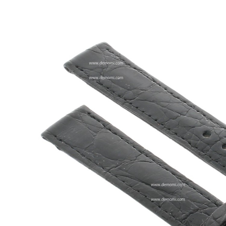 Zenith Cinturino Coccodrillo Nero 16/14 mm cucito piatto spessore 2,5/3 mm lunghezza 80/115 mm