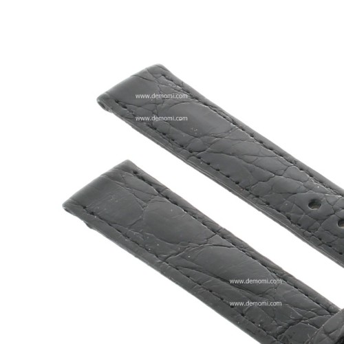 Zenith Cinturino Coccodrillo Nero 16/14 mm cucito piatto spessore 2,5/3 mm lunghezza 80/115 mm