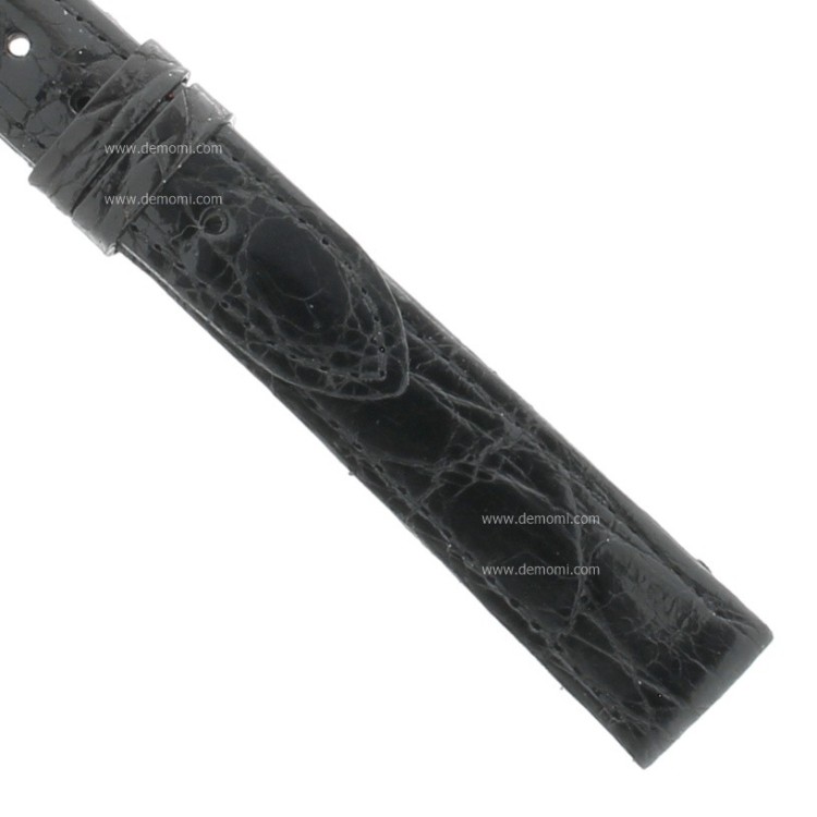Zenith Cinturino Coccodrillo Nero 16/14 mm cucito piatto spessore 2,5/3 mm lunghezza 80/115 mm