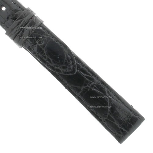 Zenith Cinturino Coccodrillo Nero 16/14 mm cucito piatto spessore 2,5/3 mm lunghezza 80/115 mm