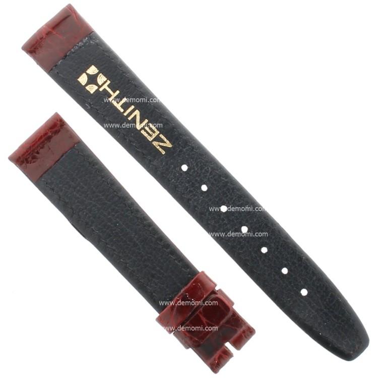 Zenith Cinturino Coccodrillo Rosso Bordeaux 16/14 mm cucito piatto spessore 2,5/3 mm lunghezza 75/115 mm