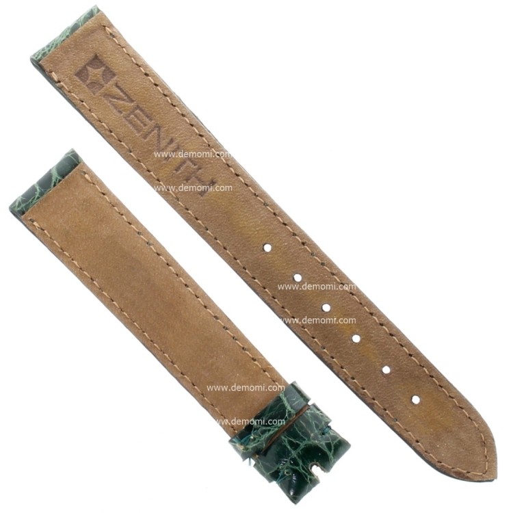 Zenith Cinturino Coccodrillo Verde  16/14 mm cucito piatto spessore 2,5/3 mm lunghezza 75/115 mm