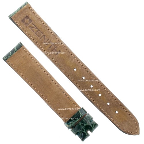 Zenith Cinturino Coccodrillo Verde  16/14 mm cucito piatto spessore 2,5/3 mm lunghezza 75/115 mm
