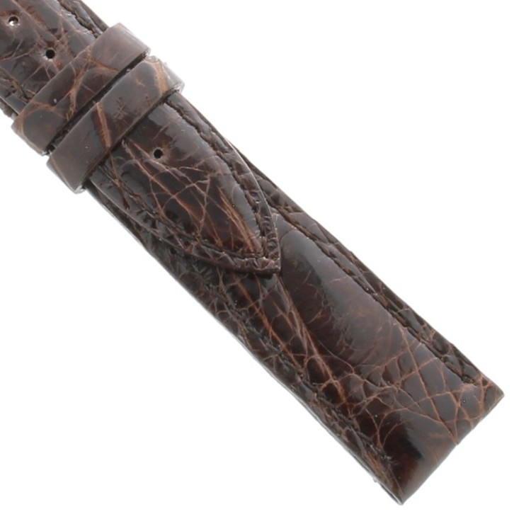 Cinturino Coccodrillo Marrone Testa di Moro Lucido 18/16 forma classica