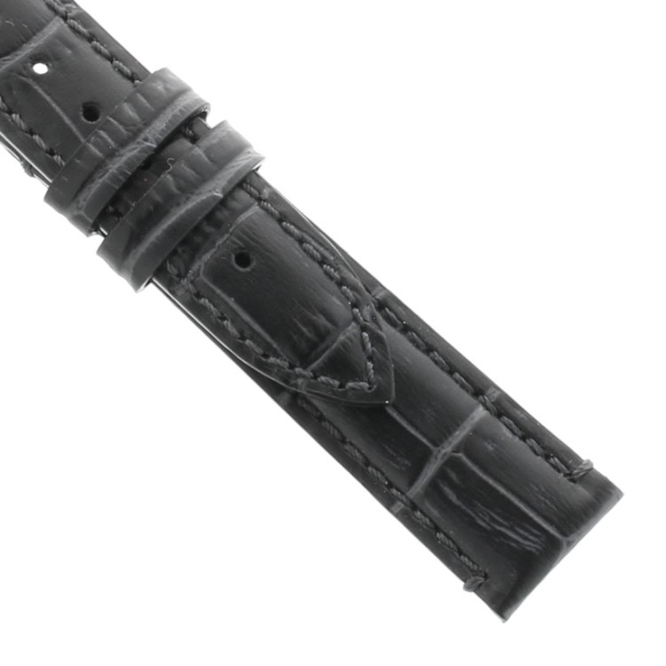 Cinturino Cucito a Mano Stampa Alligatore Nero opaco 18/16 mm classico