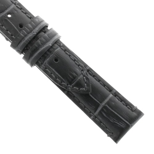 Cinturino Cucito a Mano Stampa Alligatore Nero opaco 18/16 mm classico