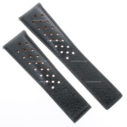 Tag Heuer Cinturino Monaco FC6324 Pelle Nera Forata 22/18 mm interno arancione. Automobile Club Monaco