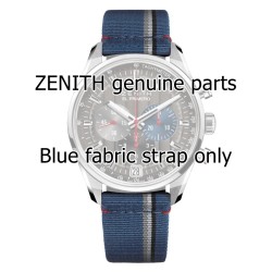Zenith Cinturino 27.00.2118.802 tessuto blu con righe grigio, bianco e nero 21/18 mm. 2