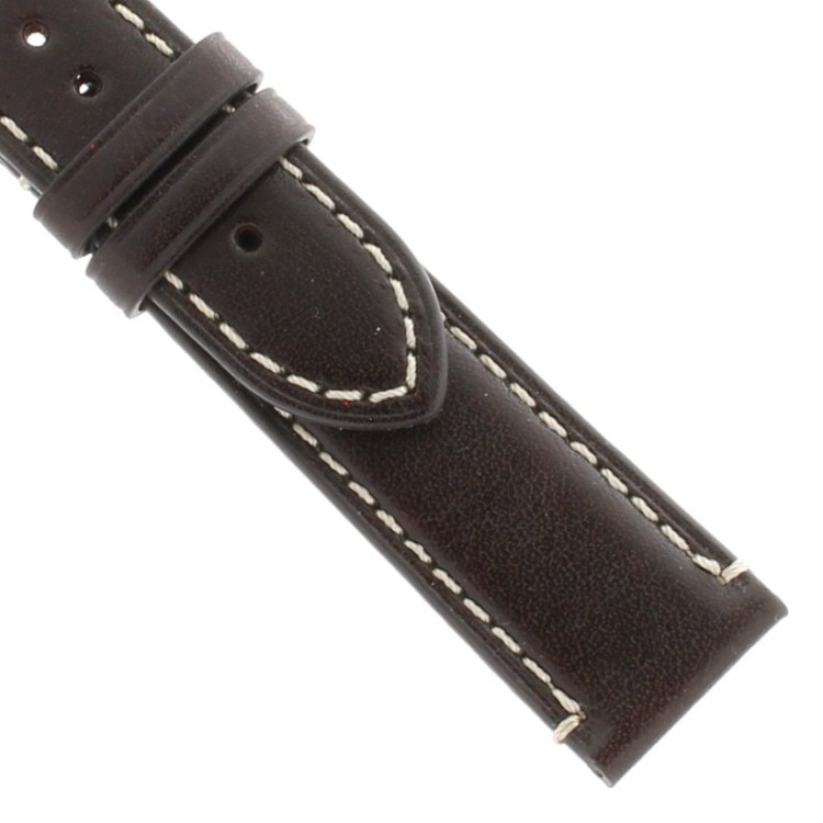 Cinturino Pelle Vitello Marrone Moka 18/16 mm B35B classico cucitura chiara