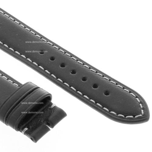 Cinturino Pelle Vitello Nero 18/16 mm B35B classico cucitura chiara