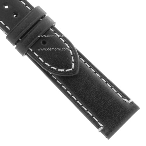 Cinturino Pelle Vitello Nero 18/16 mm B35B classico cucitura chiara