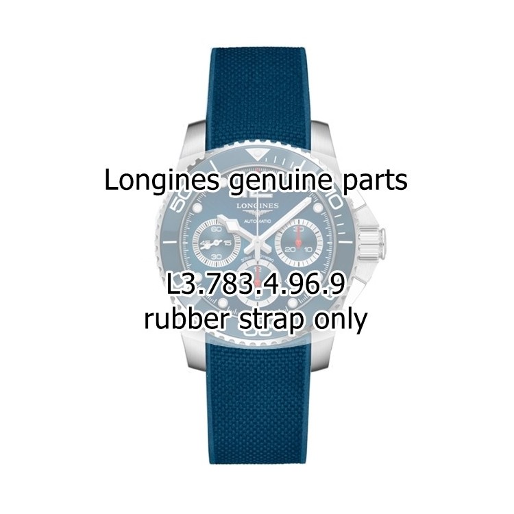 Longines Cinturino Caucciù Blu 21/19 mm FDA Hydroconquest Ceramic L3.783.4 Cronografo. Compresa chiusura dedicata