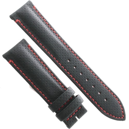 Cinturino Water Resistant Vitello Nero Opaco Microfori 20/18 mm B50R classico cuciture rosse