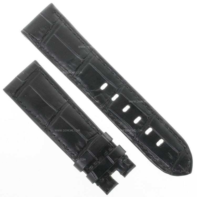 Cinturino Sartoriale Stampa Alligatore Nero Opaco 22/20 mm B42B Montblanc Timewalker
