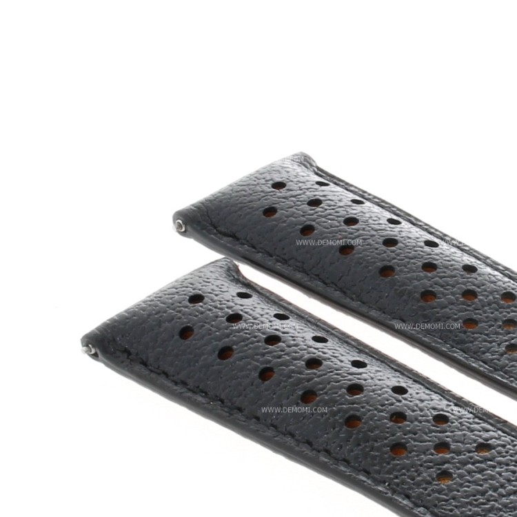 Tag Heuer Cinturino Monaco FC6324 Pelle Nera Forata 22/18 mm interno arancione. Automobile Club Monaco