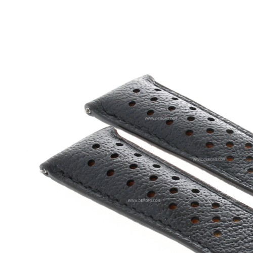 Tag Heuer Cinturino Monaco FC6324 Pelle Nera Forata 22/18 mm interno arancione. Automobile Club Monaco