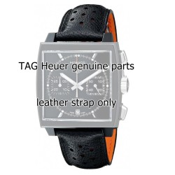 Tag Heuer Cinturino Monaco FC6324 Pelle Nera Forata 22/18 mm interno arancione. Automobile Club Monaco 2