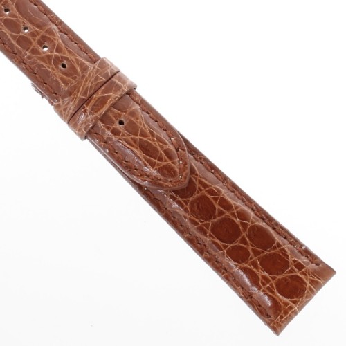 Cinturino XL Coccodrillo Marrone Gold Lucido 20/16 mm forma classica