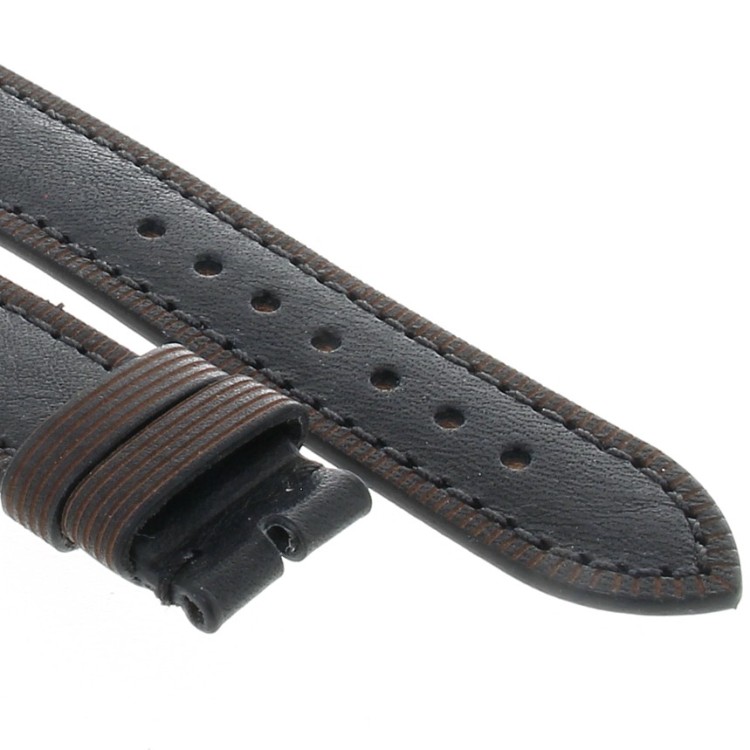 Cinturino Pelle Vitello Bordo Merlato Nero opaco 18/16 mm B40B classico