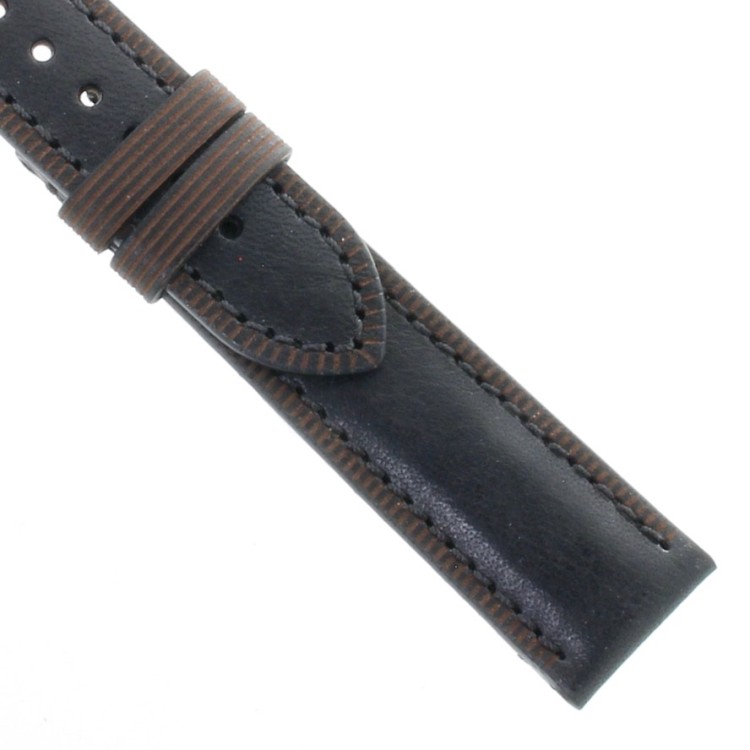 Cinturino Pelle Vitello Bordo Merlato Nero opaco 20/18 mm B40B classico