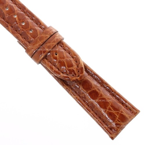 Cinturino Coccodrillo Marrone Gold Lucido 22/18 forma classica bombato Breitling