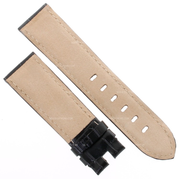 Cinturino Sartoriale Stampa Alligatore Nero Opaco 22/20 mm  per Montblanc Timewalker