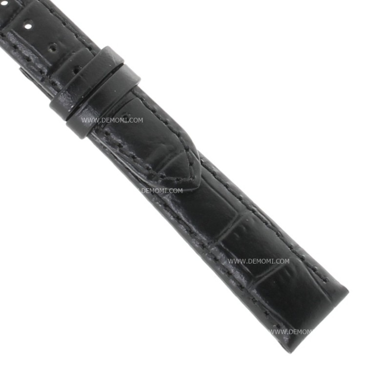 Longines Cinturino stampa alligatore nero opaco 15/12 mm