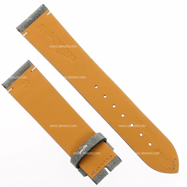 Longines Cinturino Pelle Grigio Oily Opaco cuciture chiare 20/18 mm