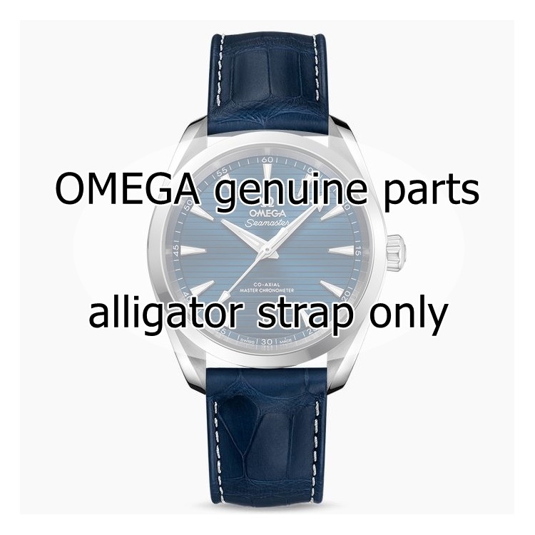 OMEGA cinturino Alligatore blu 19/16 Seamaster Aqua Terra 150MT  38mm Co-Axial 220.10.38.20 e simili.