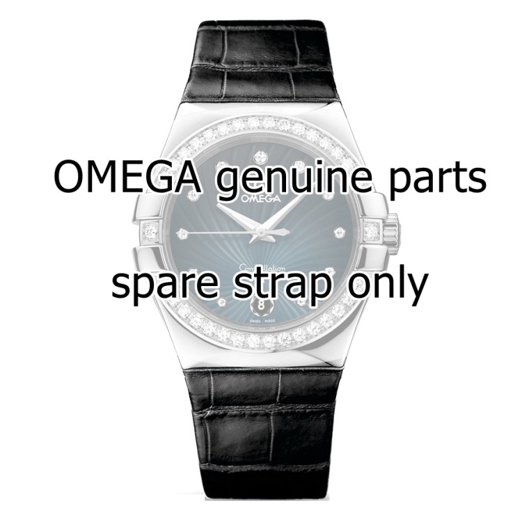 OMEGA Cinturino alligatore nero per Constellation Quartz 35mm 123.18.35.60.56.001 e simili.
