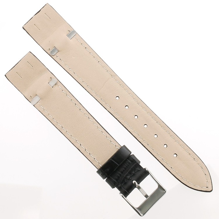 Cinturino aperto Sartoriale Stampa Alligatore Nero per ansa fissa 16/14 mm B35B cucito