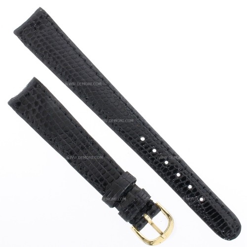 Cinturino Lucertola Nero Lucido 14/10 Piatto B20N orma classica