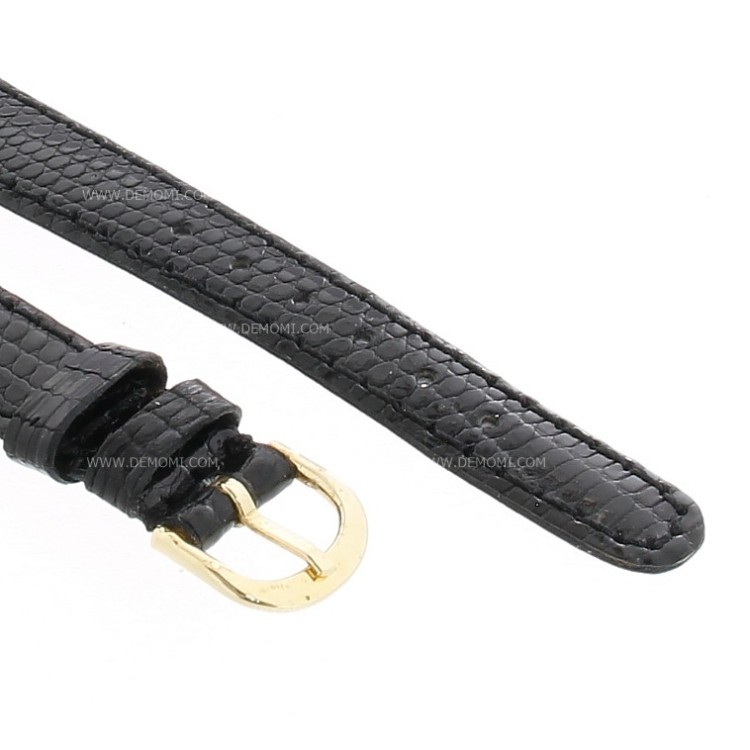 Cinturino Lucertola Nero Lucido 14/10 Piatto B20N orma classica