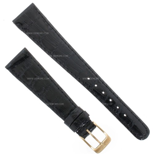 Longines Cinturino Vintage Alligatore Nero Lucido 17/10 mm spessore 2 mm con fibbia originale