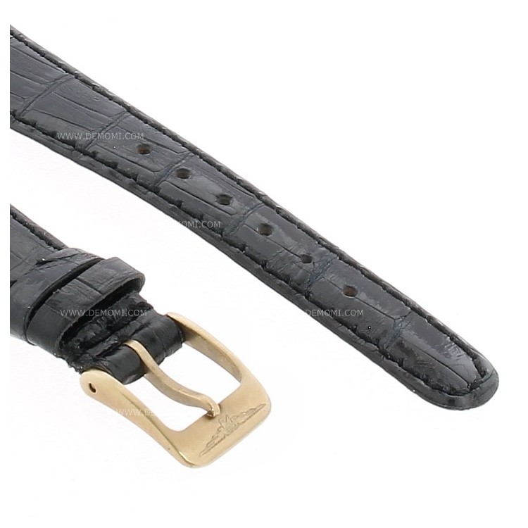 Longines Cinturino Vintage Alligatore Nero Lucido 17/10 mm spessore 2 mm con fibbia originale