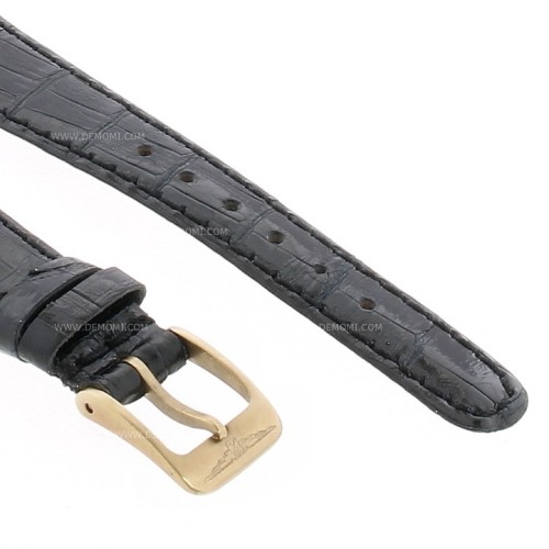 Longines Cinturino Vintage Alligatore Nero Lucido 17/10 mm spessore 2 mm con fibbia originale