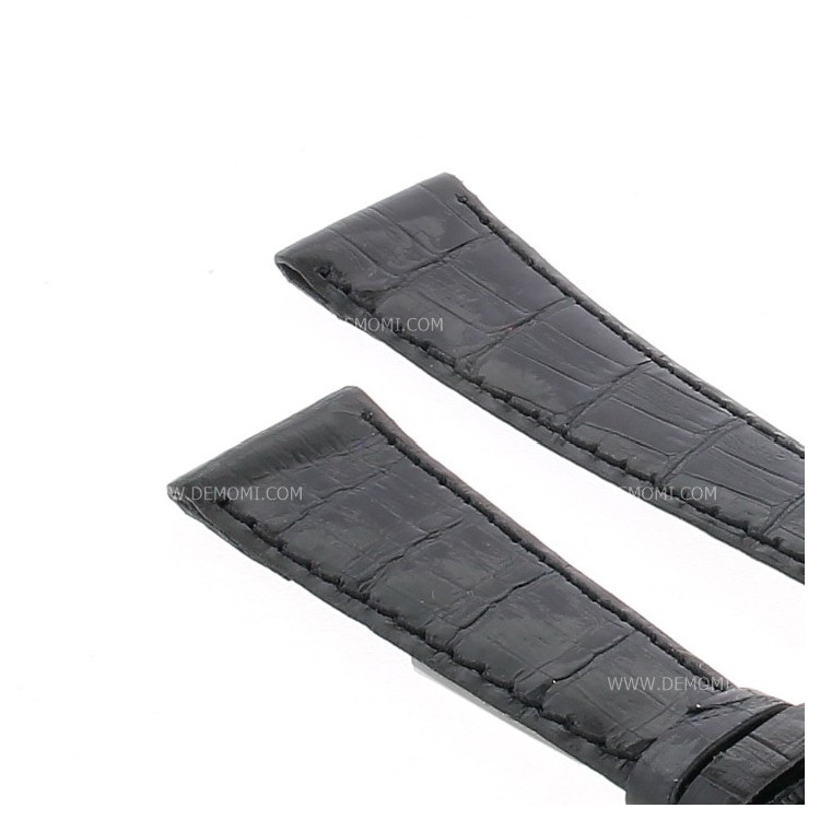 Longines Cinturino Vintage Alligatore Nero Lucido 17/10 mm spessore 2 mm