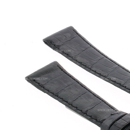 Longines Cinturino Vintage Alligatore Nero Lucido 17/10 mm spessore 2 mm con fibbia originale