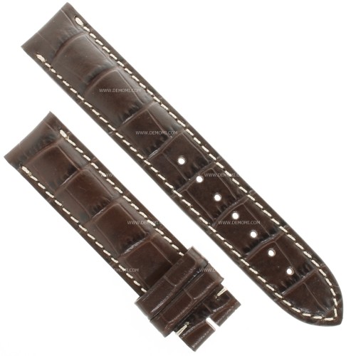 Longines Cinturino Stampa Alligatore Marrone testa di moro con cuciture bianche 18/18 mm L682101357