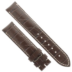 Longines Cinturino Stampa Alligatore Marrone testa di moro con cuciture bianche 19/18 mm 