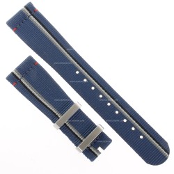 Zenith Cinturino 27.00.2118.802 tessuto blu con righe grigio, bianco e nero 21/18 mm.Passanti inclusi