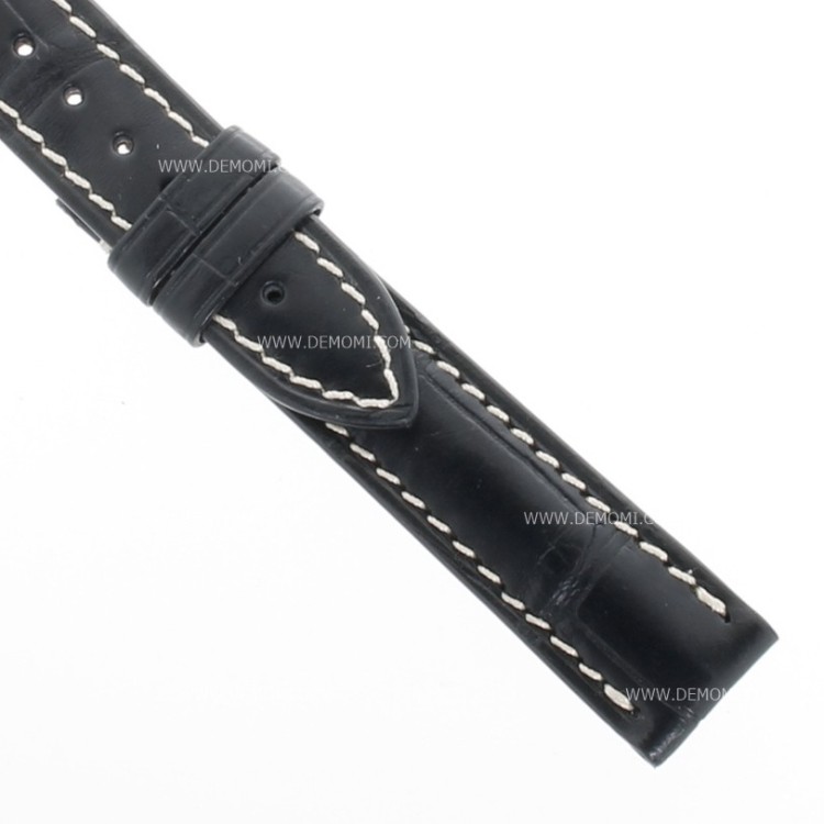Longines Cinturino Alligatore L682135764  Nero Opaco 15/14 mm cuciture chiare